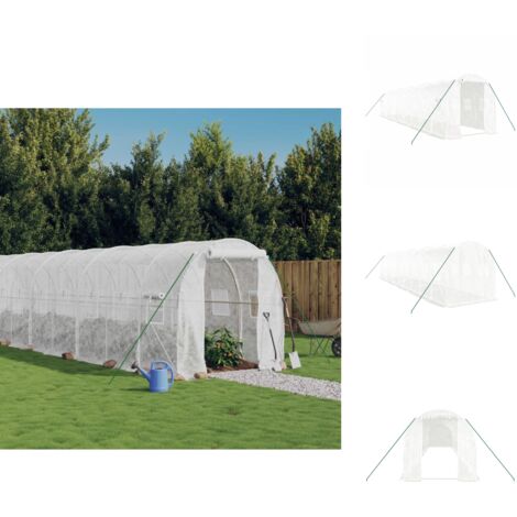Gewächshäuser - Living Gewächshaus mit Stahlrahmen Weiß 20 m² 10x2x2 m