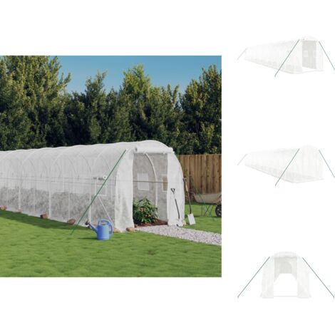 Gewächshäuser - Living Gewächshaus mit Stahlrahmen Weiß 28 m² 14x2x2 m