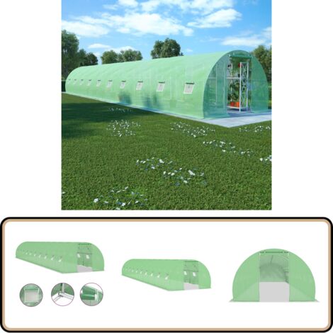 Gewächshaus 45 m² 15x3x2 m - Gewächshaus - Pflanzenhaus - Gartenhaus - Schutz Vor Witterung - PE-Netzgewebe