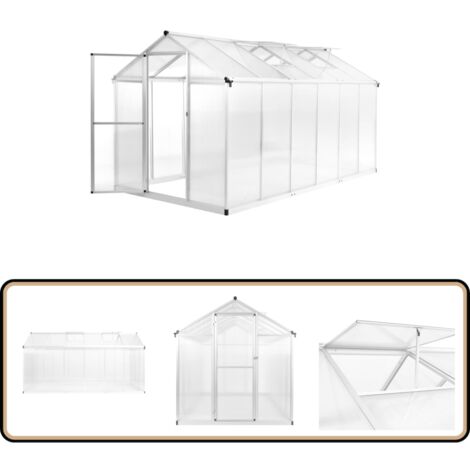 Gewächshaus Aluminium 362x190x195 cm 13,41 m³ - Gehäuse - Gewächshaus - Treibhaus - Gartenhaus - Pflanzenzucht