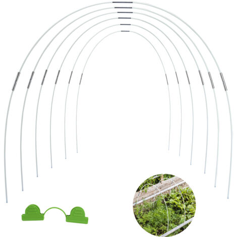 Gewächshaus-Bausatz zum Selberbauen  Mini-Gartentunnel mit 30 Fiberglasrohren, 25 Metallverbindern und 12 Clips  43 cm x 5 mm, 5 cm, 6 mm  Rost- und wetterfeste Konstruktion