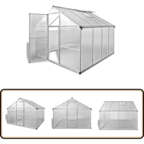 Gewächshaus mit Fundament Verstärkt Aluminium 6,05 m² - Aluminium-Gewächshaus - Polycarbonat-Gewächshaus - Gartenhaus - Gewächshaus Kaufen - Greenhouse