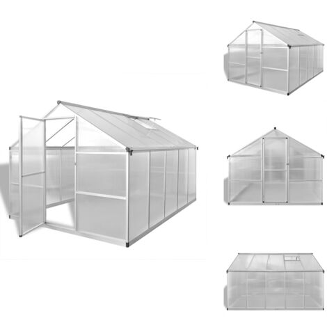 Gewächshaus mit Fundament Verstärkt Aluminium 7,55 m² - Aluminium-Gehäuse - Polycarbonat-Planken - Gewächshaus - Gartenhaus - Pflanzenzucht