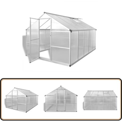 Gewächshaus mit Fundament Verstärkt Aluminium 7,55 m² - Aluminium-Gehäuse - Polycarbonat-Planken - Gewächshaus - Gartenhaus - Pflanzenzucht