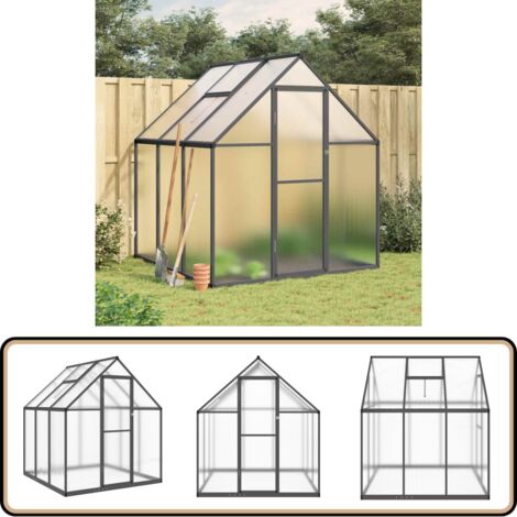 Gewächshaus mit Fundamentrahmen Anthrazit 169x169x195 cm Alu - Alu-Gehäuse - Treibhaus - Gewächshaus - Gartenhaus - Pflanzenzucht