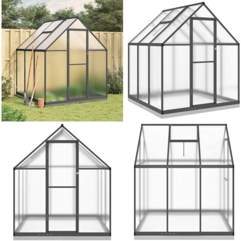 Gewächshaus mit Fundamentrahmen Anthrazit 169x169x202 cm Alu - Gehäuse - Gewächshaus - Polycarbonat Greenhouse - Gartengewäschhauss - Aluminium Greenhouse - Home & Living