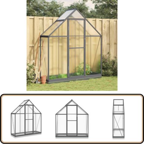 Gewächshaus mit Fundamentrahmen Anthrazit 169x58x202 cm Alu - Gehäuse - Gewächshaus - Polycarbonat Greenhouse - Gartengewäschhauss - Aluminium Greenhouse