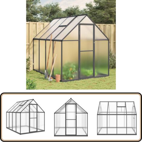 Gewächshaus mit Fundamentrahmen Anthrazit 224x169x195 cm Alu - Gehäuse - Gewächshaus - Polycarbonat Greenhouse - Gartengewäschhauss - Aluminium Greenhouse