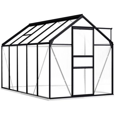 Gewächshaus mit Fundamentrahmen Anthrazit Aluminium 5,89 m³ FF48217DE