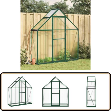 Gewächshaus mit Fundamentrahmen Grün 169x58x195 cm Aluminimum - Gewächshaus - Alumiumgewächshaus - Gartenhaus - Pflanzenzucht - Schutz Vor Kälte