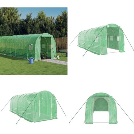 Gewächshaus mit Stahlrahmen Grün 12 m² 6x2x2 m - Gewächshaus -  Gewächshäuser - Home & Living