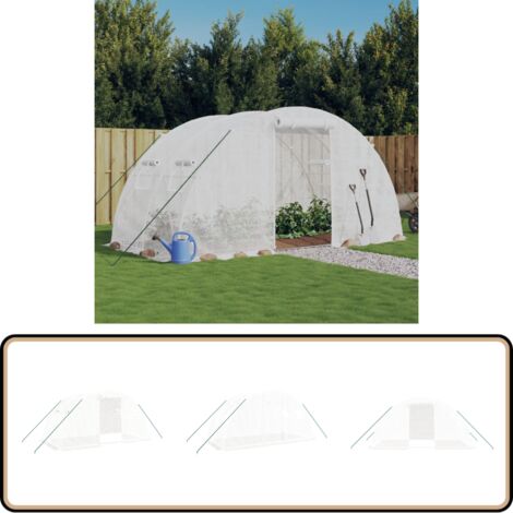 Gewächshaus mit Stahlrahmen Weiß 8 m² 4x2x2 m - Gewächshaus - Gartengewächshaus - Pflanzenhaus - Tomatenhaus - Hochbeet