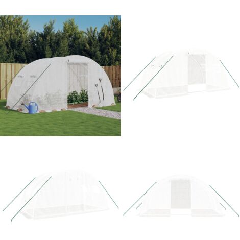 Gewächshaus mit Stahlrahmen Weiß 8 m² 4x2x2 m - Gewächshaus - Gartengewächshaus - Pflanzenhaus - Tomatenhaus - Hochbeet - Home & Living