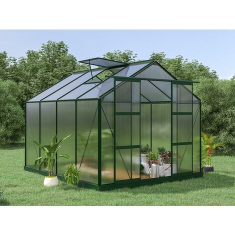 Gewächshaus Polycarbonat - 7,5 m² - Grün - GREENEA II - Tannengrün
