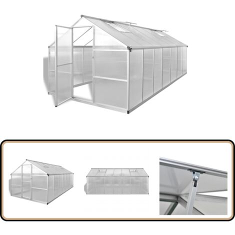 Gewächshaus Verstärkt Aluminium 10,53 m² - Geräumiges Gewächshaus - Aluminiumrahmen - Polycarbonatplatten - UV-beständig - Wärmedämmend