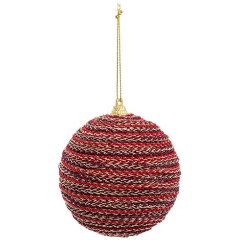 Gewebte Weihnachtskugel 8cm rot aus Polyfoam - Feeric lights & christmas