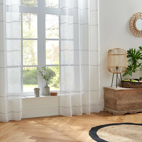 Gewebter Vorhang mit horizontalen Linien Indi 140 x 240 cm Atmosphera - Weiß
