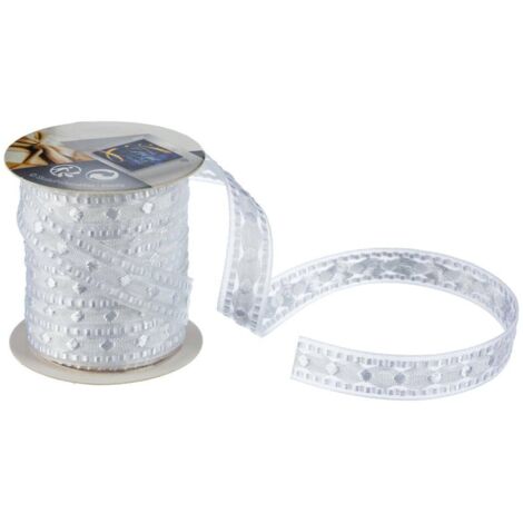 Gewebtes Band 10mm l.3 m Polyester - Weißer punkt