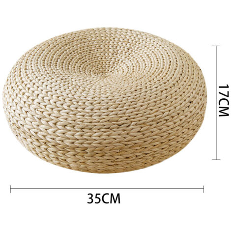 Gewebtes Kissen aus Naturfasern, Kissen für Sessel oder Boden, umweltfreundlicher Teppich, 35 x 17 cm, weiches, handgefertigtes Kissen aus Binsen für rustikale Einrichtung
