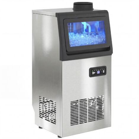Gewerbliche Eismaschine, 45 kg/24 Std., Edelstahl, Unterbau oder freistehend, Silber