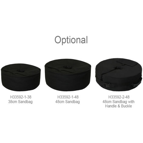 Gewichtssack für Sonnenschirm und Zelt, strapazierfähiger Boden aus 600D Oxford-Gewebe, rundes Modell (48 cm), schwarz, 1 Stück