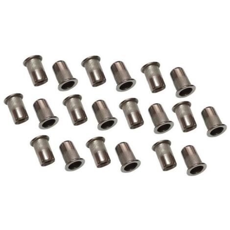 Gewindeeinsätze aus Edelstahl A2, 5 mm, Flachkopf – 5 x 80 Steigung – Verdrehsicherung – Packung mit 20 Einsätzen für dauerhafte Befestigung