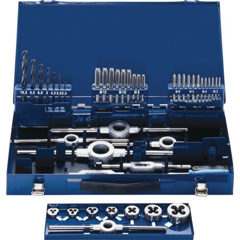 Gewindeschneidzeugsatz M3-M12 44 teilig HSS Metallkassette