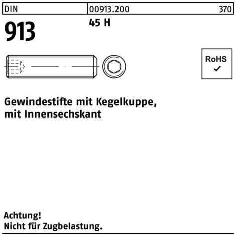 Gewindestift DIN 913 Kegelkuppe/Innen-6kt M2,5x 4 45 H 500 Stück