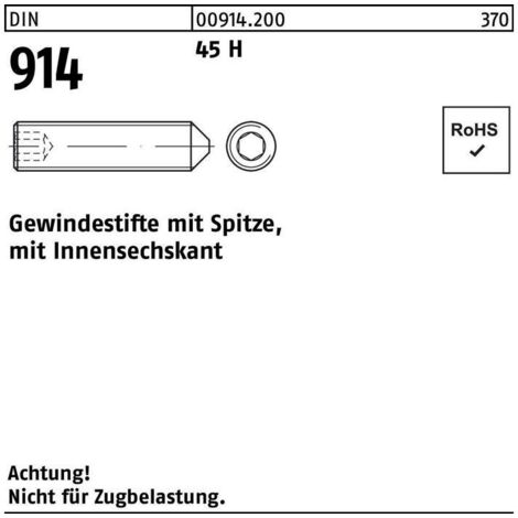 Gewindestift DIN 914 m.Spitze/Innensechskant M 5 x 845 H 1000 Stück
