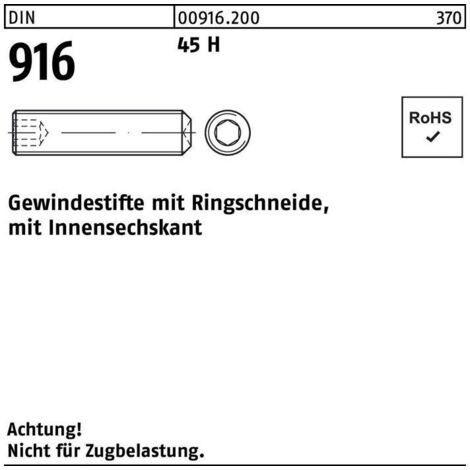 Gewindestift DIN 916 Ringschn./Innen-6kt M4x 10 45 H 1000 Stück