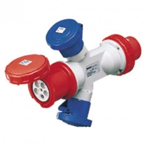Gewiss – Adaptateur multiplicateur 63A 400V 3P+N+T – 2 prises 2P+T 32A – Indice de protection IP67 – GW64065