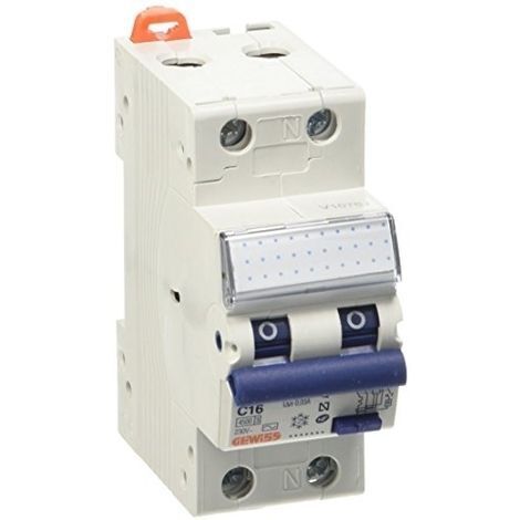 Gewiss – Disjoncteur différentiel compact 1P+N 16A 30mA AC – Courbe C – 4,5kA – Montage rail DIN – GW94007