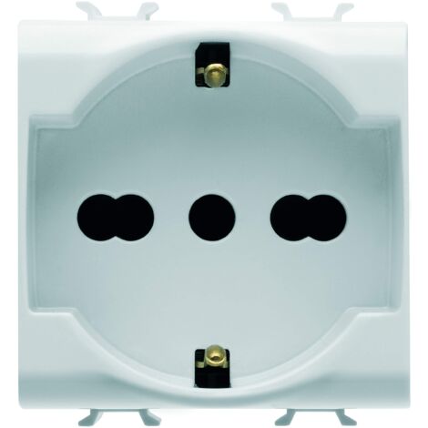 GEWISS - GW10204DY GW10204DY Serie Chorus - Presa Standard Italiano/Tedesco 250V AC, 2P+T 16A Bivalente, 2 Moduli, Bianco, 1 pezzo