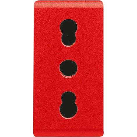 GEWISS - GW20295DY Presa Standard Italiano 250V AC, per Linee Dedicate, 2P+T 16A Bivalente, P17-11, 1 Modulo, Rosso, System