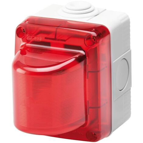 GEWISS - GW27415DY Spia di Segnalazione, 15W, 230V, Diffusore Rosso, IP55, Grigio Ral 7035
