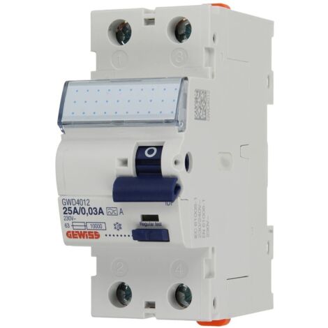 Gewiss INTERRUPTEUR DIFFÉRENTIEL - IDP - 2P 25A TYPE A INSTANTANÉ Idn=0,03A - 2 MODULES, GWD4012