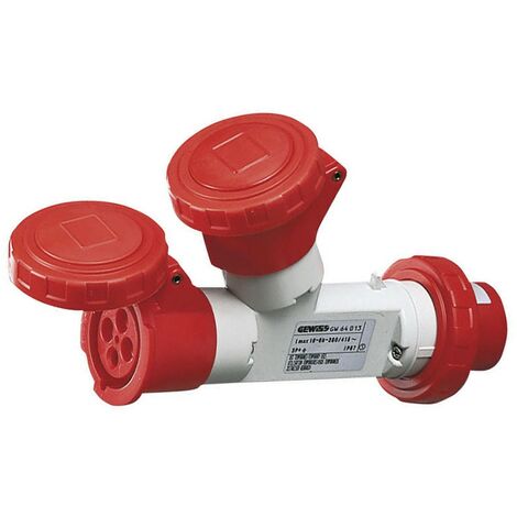 Gewiss multiplicador doble 3P+E 16A 2 tomas de corriente 16A rojo 400V GW64013