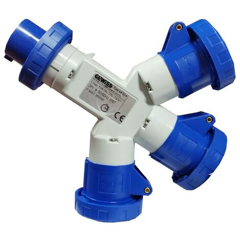 Gewiss multiplicador triple 2P+E 16A IP67 3 tomas de corriente azul 230V GW64024