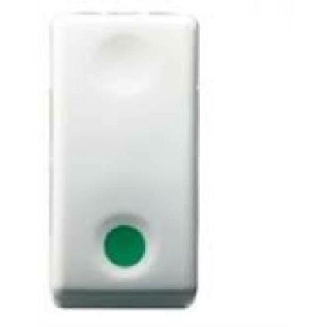 Gewiss pulsante unipolare 1p na+aux nc marcia sy/ 250v ac - na 10a  contatto ausiliare nc marcia simbolo verde 1 modulo- sys