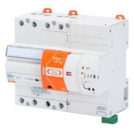 Gewiss RESTART AVEC AUTOTEST PRO - COMBINÉ AVEC DES RCCB - 4 PÔLES - 25 A TYPE A[IR] Idn=0,03 A 400 V - 7 MODULES EN 50022, GW90921