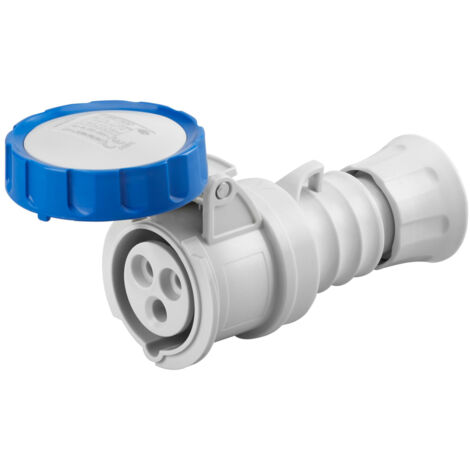 Gewiss Straight Connector HP 2P+E 16A 200–250V IP66/IP67/IP68/IP69 Blue 6H Screw Wiring