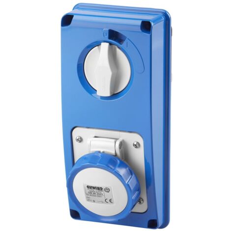 Gewiss vertikale Steckdose 2P+E 16A mit Verriegelung ohne Boden GW66304N