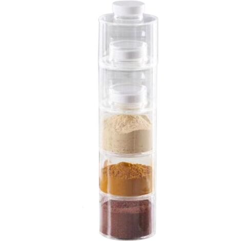 Gewürzglas, Turmform, Gewürzflaschen, transparent, übereinander stapelbar, Gewürze, Aufbewahrungsbox, Küchenutensilien, Schrank, Behälter, Tisch, Geschenkbox, 35 x 8,5 x 8 cm