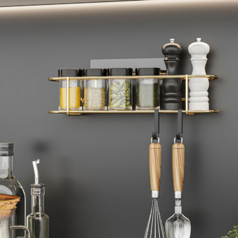Gewürzregal Naantali mit 2 Haken Goldfarben [en.casa]
