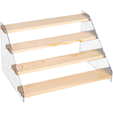 Gewürzregal, transparentes Acryl und weißes Holz, 30 cm x 40 cm, 4–5 Ebenen, platzsparend, ergonomisches Design