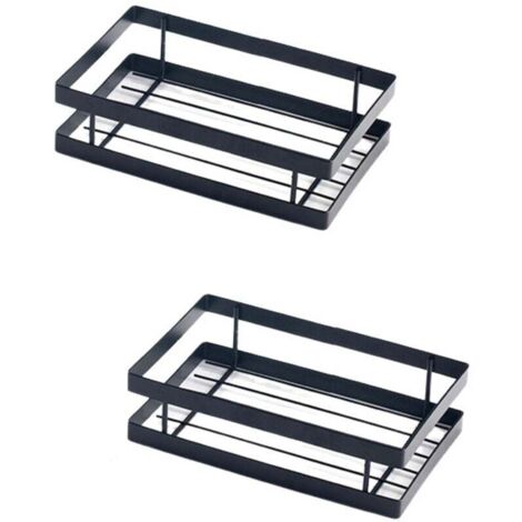 Gewürzregal zur Wandmontage für die Küche, geeignet für Küche, Bad, Balkon, 2 Stück (Mattschwarz, 20 cm)