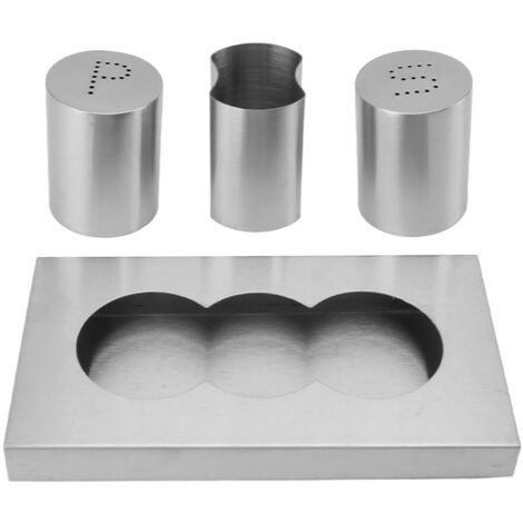 Gewürzspender-Set aus Edelstahl mit Ablage und Zahnstocherhalter für die Küche