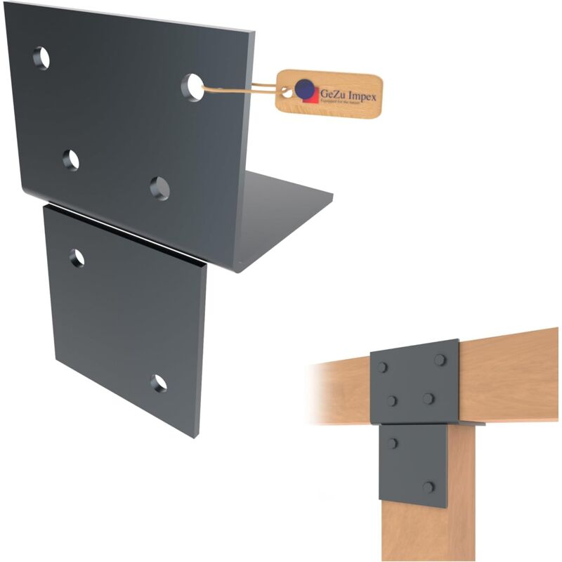 Gezu Impex Holzverbindung T Stück 91 X 91 Mm Anthrazit Pulverbeschichtet T-verbindungswinkel Wand- & Pfostenverbinder Für Holzkonstruktionen