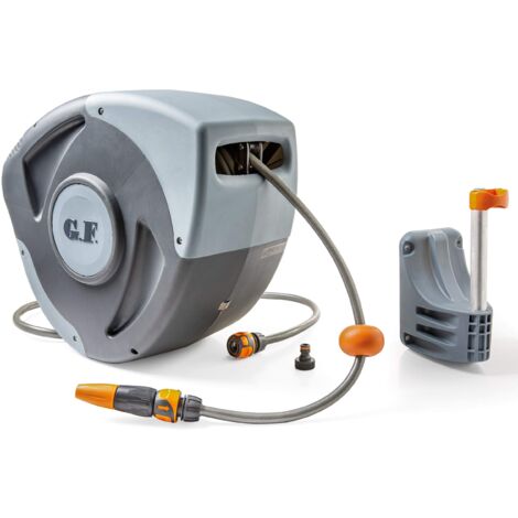 G.F. SRL Rewall 30, Avvolgitubo Automatico a Parete, per l'Irrigazione di Giardini Medio-Grandi, Orientabile 180°, con 30 Metri di Tubo