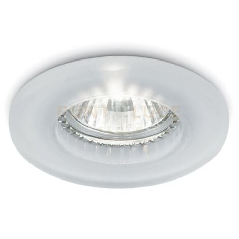 G.E.A. LUCE GFA070- FARETTO IN VETRO BIANCO E METALLO 1 LUCE ATTACCO GU10 D.9,8CM